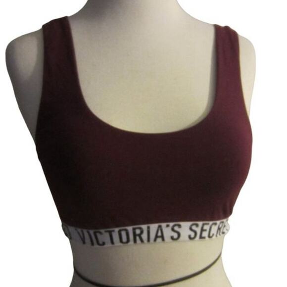Maroon Logo Band Bralette Victoria’s Secret Medium Soft Cotton Stretch - Picture 3 of 9